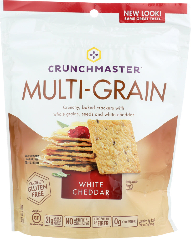CRUNCHMASTER: White Cheddar Multi-Grain Crackers, 4.5 Oz - Vending Business Solutions