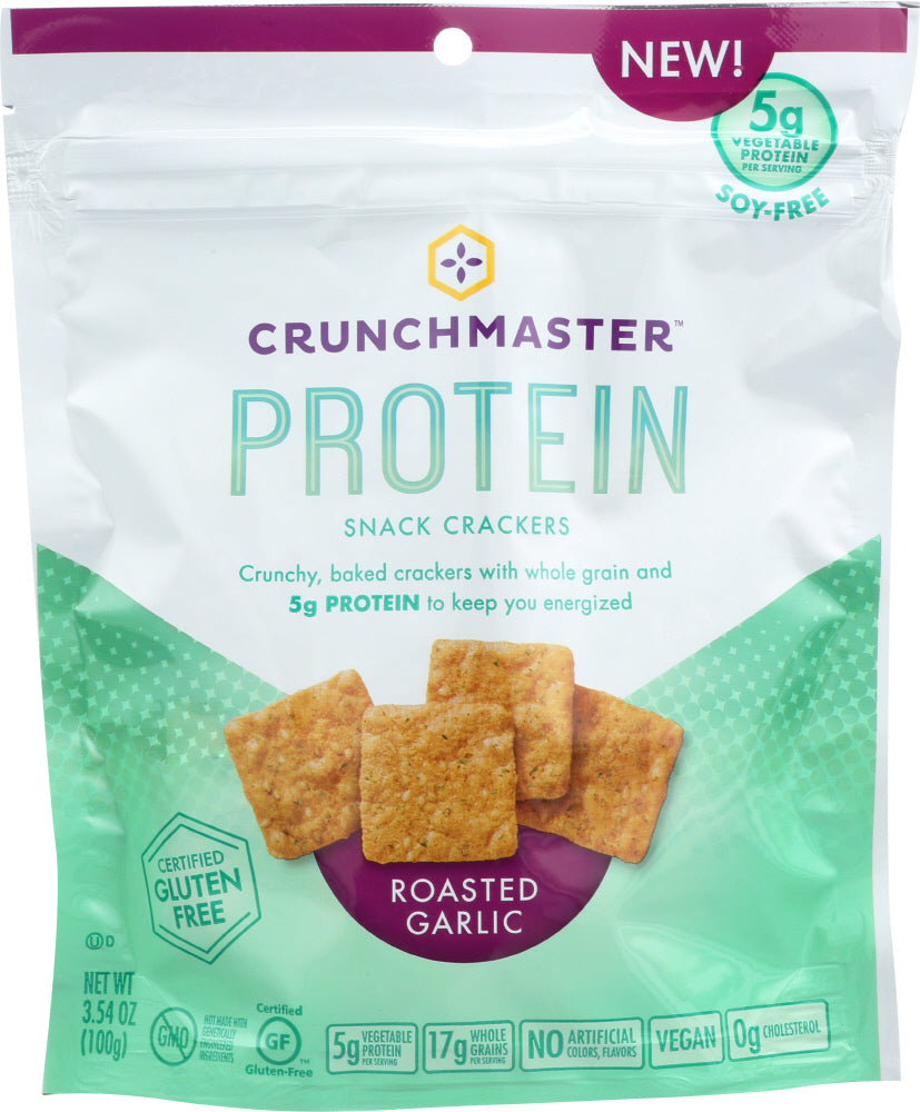 CRUNCHMASTER: Cracker Protein Roasted Garlic, 3.54 oz - Vending Business Solutions