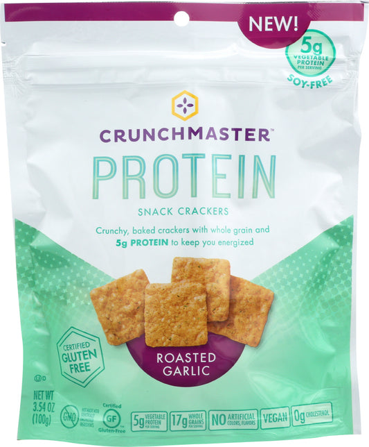CRUNCHMASTER: Cracker Protein Roasted Garlic, 3.54 oz - Vending Business Solutions