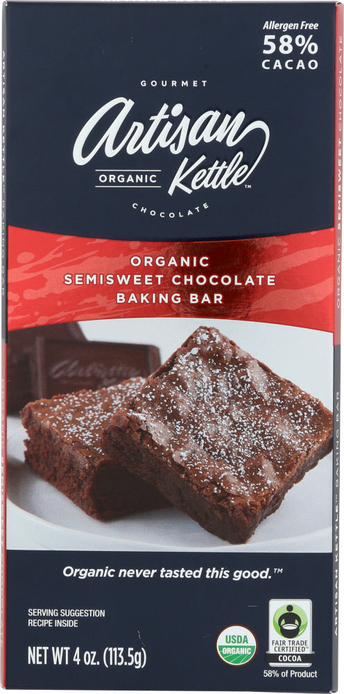 ARTISAN KETTLE: Semisweet Chocolate Baking Bar Organic, 4 oz - Vending Business Solutions