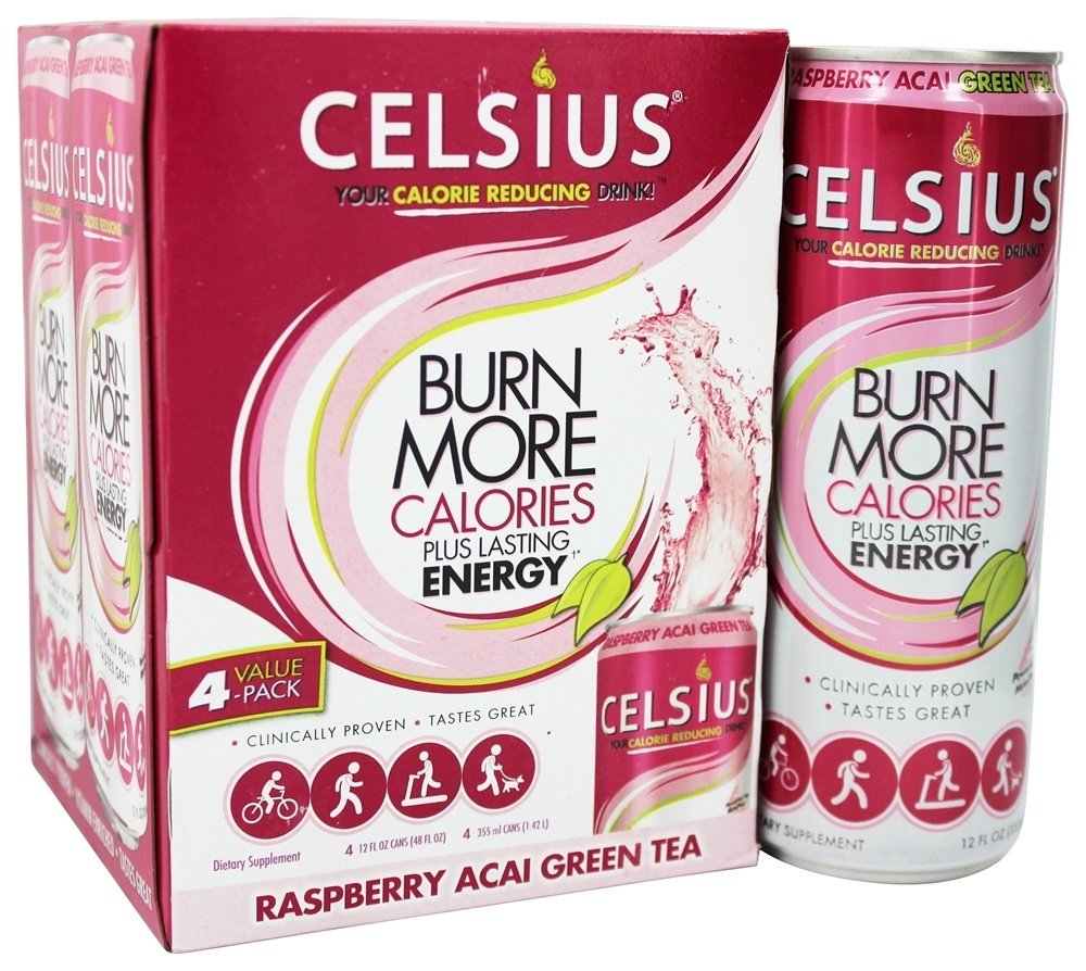 CELSIUS: Raspberry Acai Green Tea Non-Carbonated Pack of 4, 48 oz - Vending Business Solutions