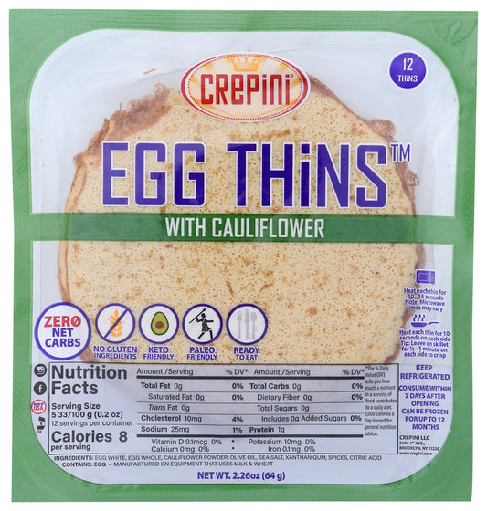 CREPINI: Egg Thins with Cauliflower, 2.26 oz - Vending Business Solutions