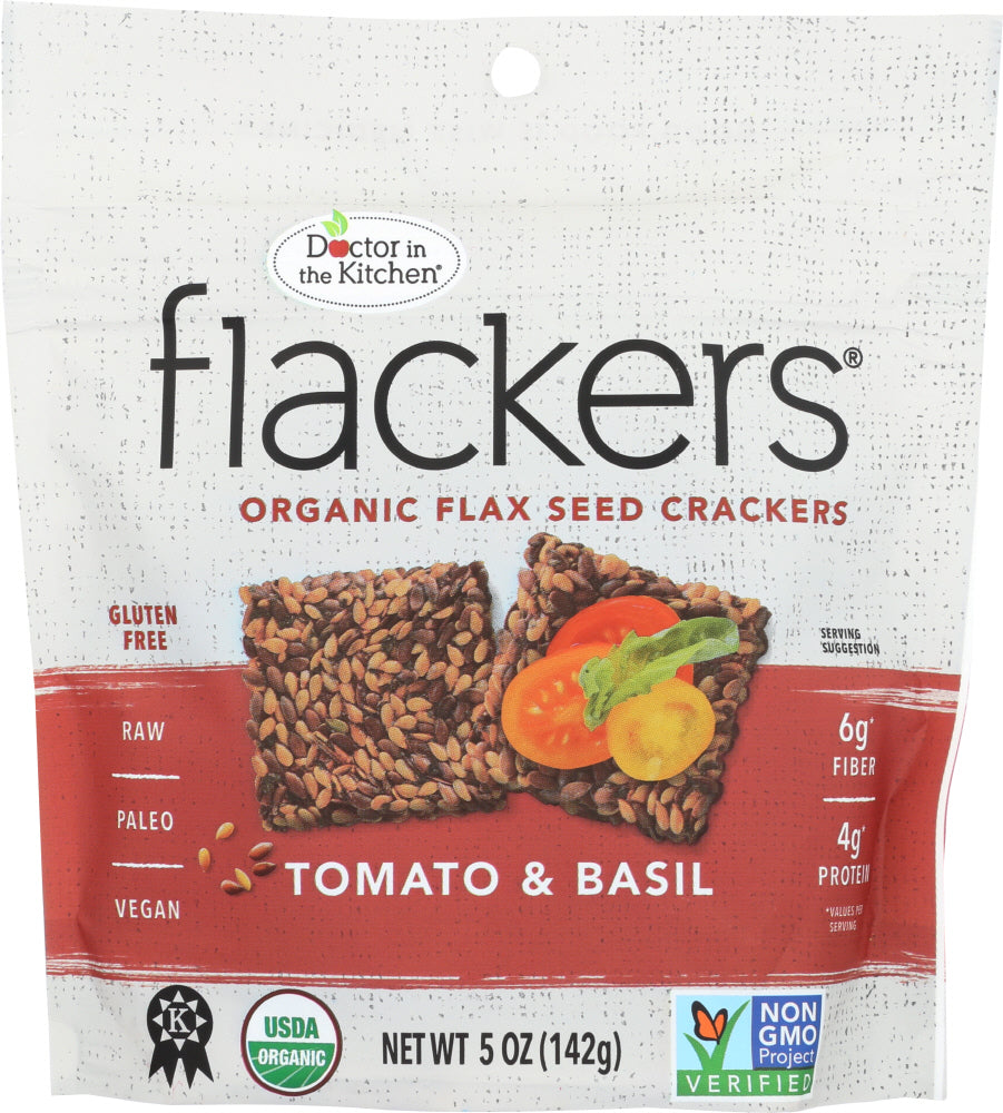 DOCTOR IN THE KITCHEN: Flax Seed Crackers Sun Ripened Tomato & Basil, 5 oz - Vending Business Solutions