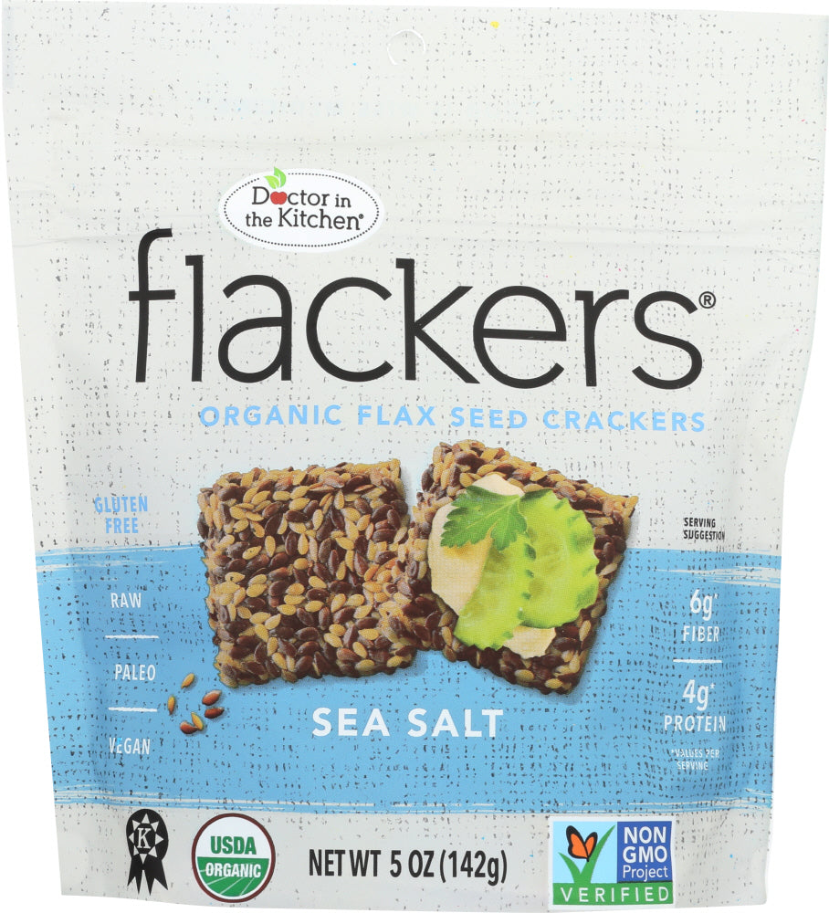 DOCTOR IN THE KITCHEN: Flackers Flax Seed Crackers Sea Salt, 5 oz - Vending Business Solutions