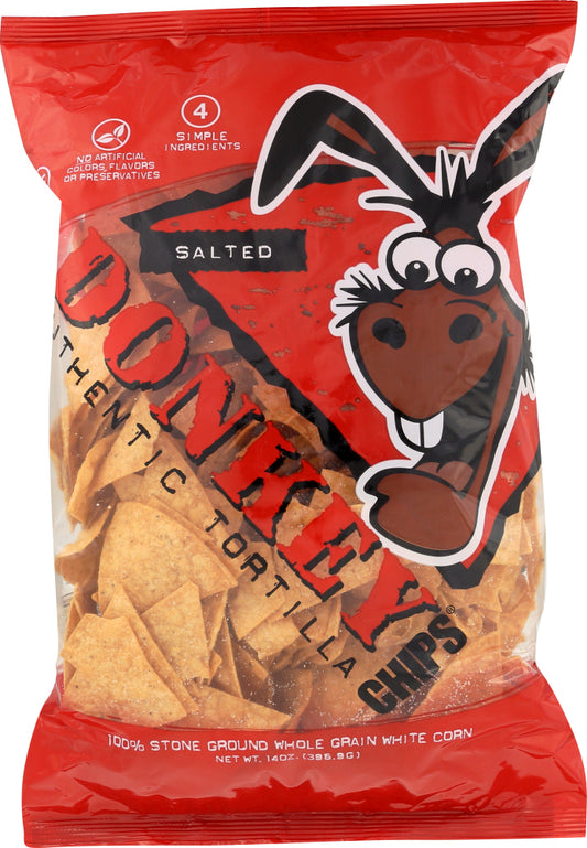 DONKEY CHIP: All Natural Authentic Tortilla Chips Salted, 14 oz - Vending Business Solutions