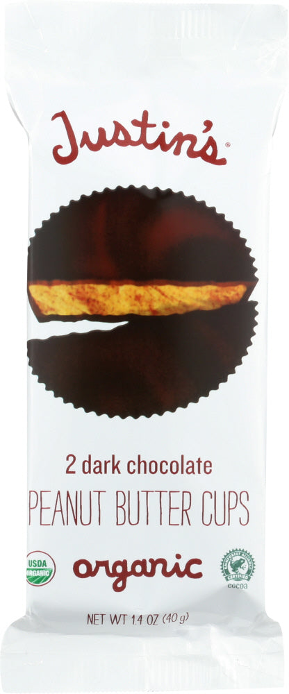 JUSTINS: Organic Peanut Butter Cups Dark Chocolate, 1.4 oz - Vending Business Solutions