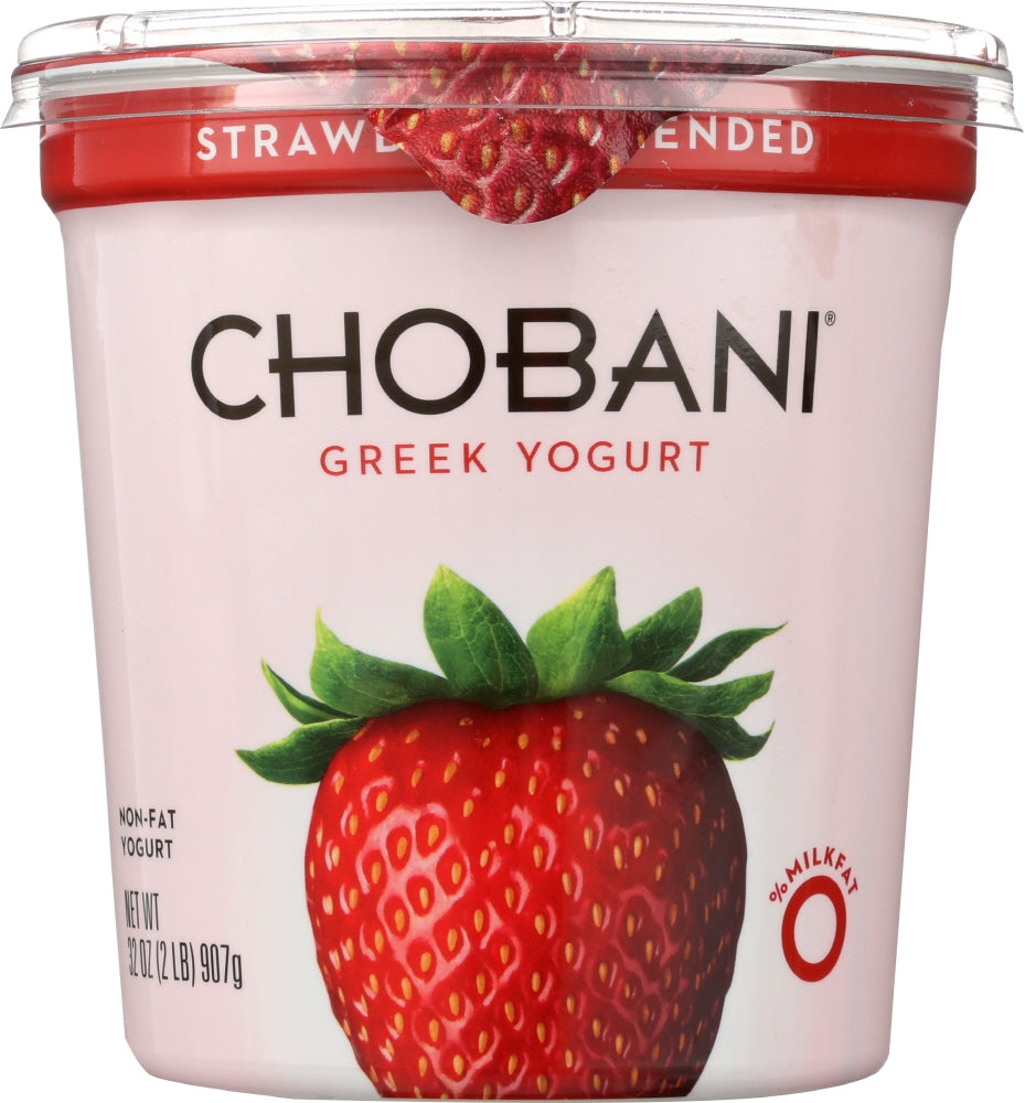 CHOBANI: Non-Fat Greek Yogurt Strawberry Blended, 32 oz - Vending Business Solutions