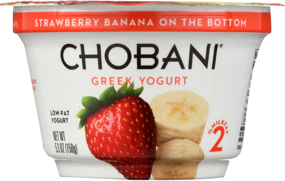 CHOBANI: Low-Fat Greek Yogurt Strawberry Banana on the Bottom, 5.3 oz - Vending Business Solutions