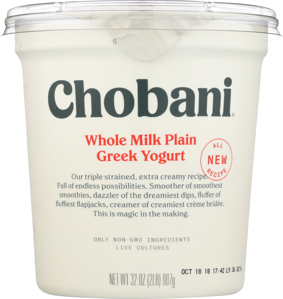 CHOBANI: Whole Milk Plain Greek Yogurt, 32 oz - Vending Business Solutions