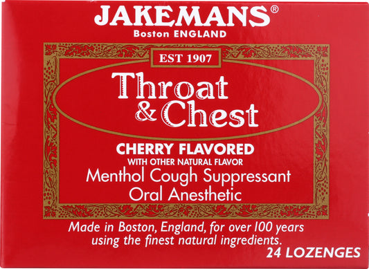 JAKEMANS: Lozenge Throat and Chest Cherry Menthol, 24 pc - Vending Business Solutions