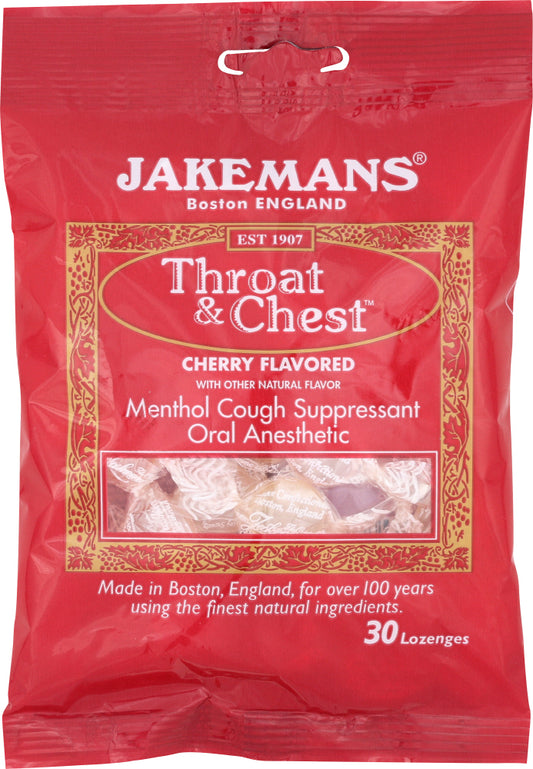 JAKEMANS: Lozenge Throat and Chest Menthol Cherry, 30 pc - Vending Business Solutions