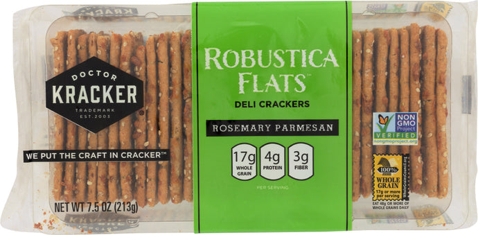 DOCTOR KRACKER: Robustica Flats Deli Crackers Rosemary Parmesan, 7 oz - Vending Business Solutions