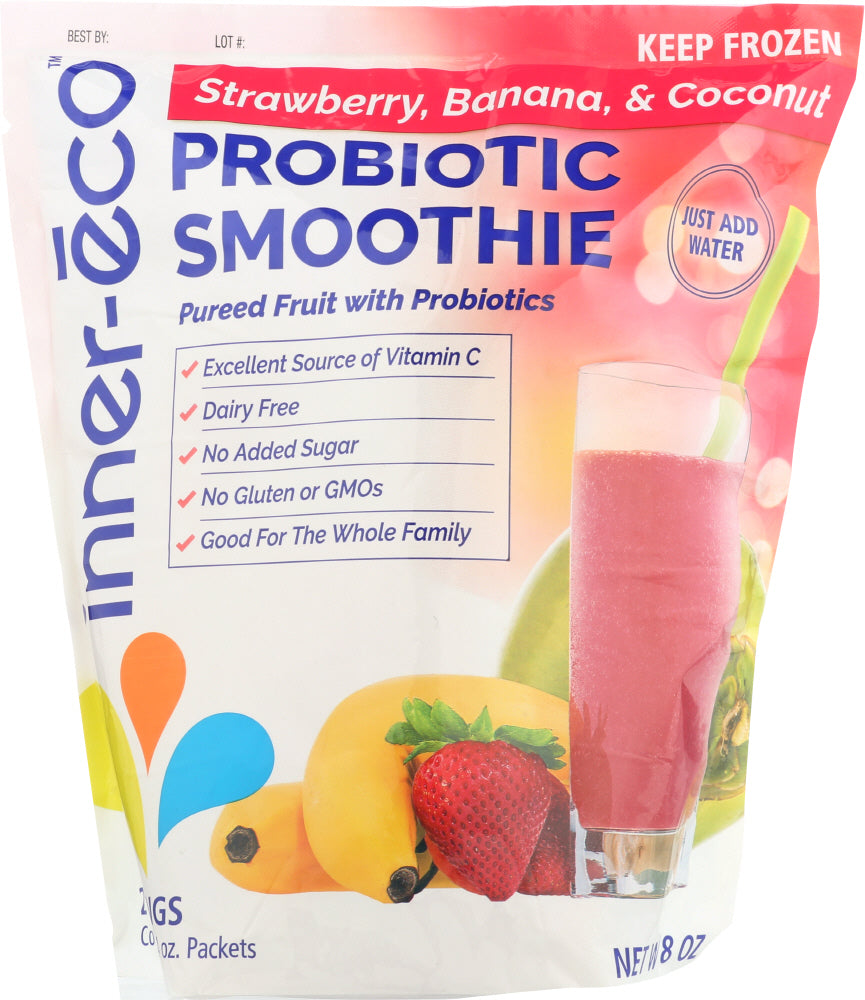 INNER ECO: Probiotic Smoothie Strawberry Banana, 8 oz - Vending Business Solutions