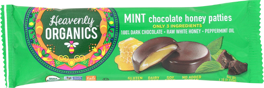 Heavenly Organics: Honey Patties Chocolate Mint, 1.2 oz - Vending Business Solutions