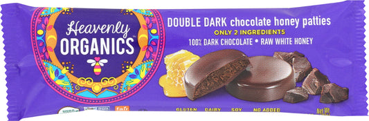 HEAVENLY ORGANICS: Double Dark Chocolate Honey Patties, 1.16 oz - Vending Business Solutions