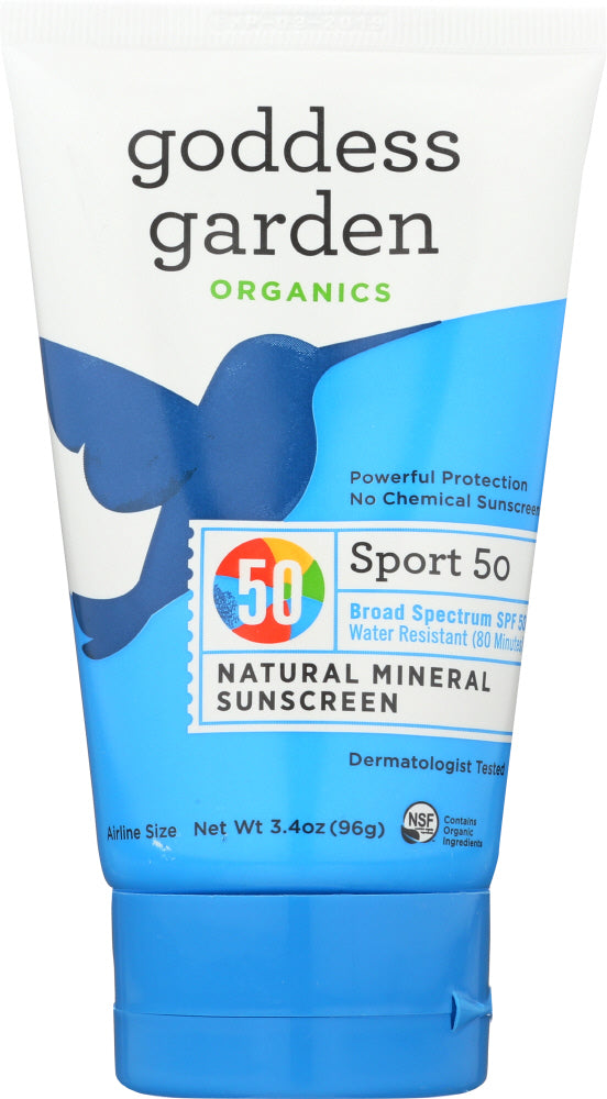 GODDESS GARDEN: Sunscreen Sport SPF 50, 3.4 oz - Vending Business Solutions