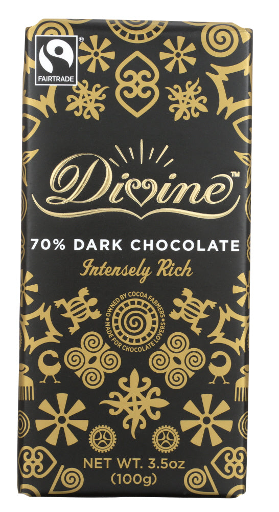 DIVINE CHOCOLATE: Chocolate Bar Dark 70%, 3.5 oz - Vending Business Solutions