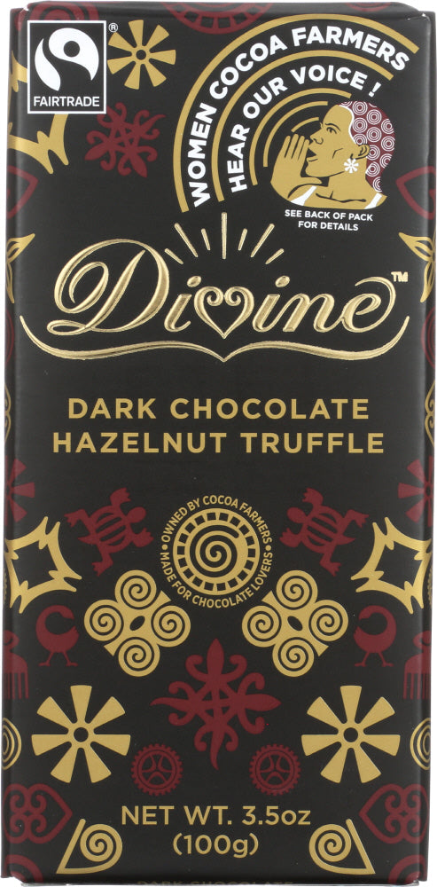 DIVINE CHOCOLATE: Dark Chocolate Hazelnut Truffle, 3.5 oz - Vending Business Solutions
