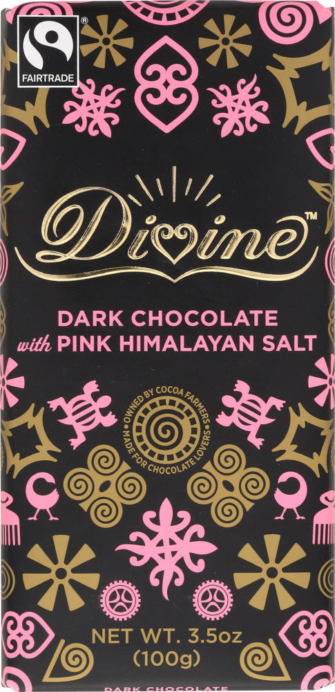 DIVINE CHOCOLATE: Chocolate Bar Dark Pink Himalayan Salt, 3.5 oz - Vending Business Solutions