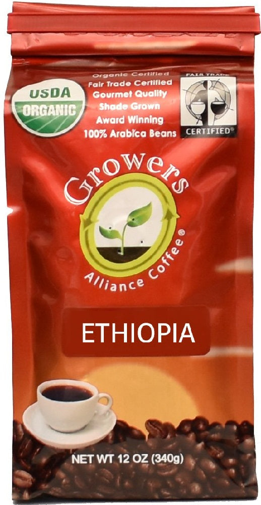 GROWERS ALLIANCE: Organic Ethiopian Ground Coffee, 12 oz - Vending Business Solutions