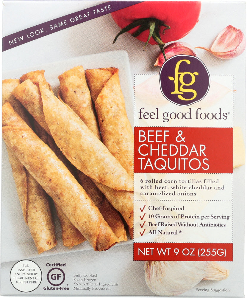 FEEL GOOD FOODS: Beef and Cheddar Taquitos, 9 oz - Vending Business Solutions