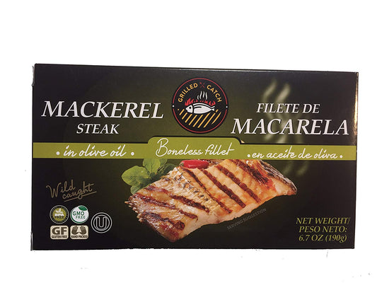 GRILLED CATCH: Mackerel Steak in Olive Oil, 6.7 oz - Vending Business Solutions