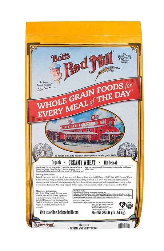 BOBS RED MILL: Organic White Wheat Farina, 25 lb - Vending Business Solutions