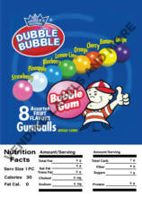 GUMBALL/CANDY DISPLAY CARD WITH NUTRITION INFORMATION 4.5" X 6.25" - Vending Business Solutions