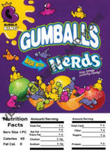 GUMBALL/CANDY DISPLAY CARD WITH NUTRITION INFORMATION 4.5" X 6.25" - Vending Business Solutions