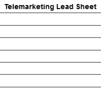 Telemarketing Lead Sheet For Vending Machine Placements - Vending Business Solutions