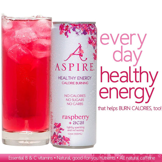 ASPIRE: Raspberry Acai Healthy Energy Drink, 12 fl oz - Vending Business Solutions