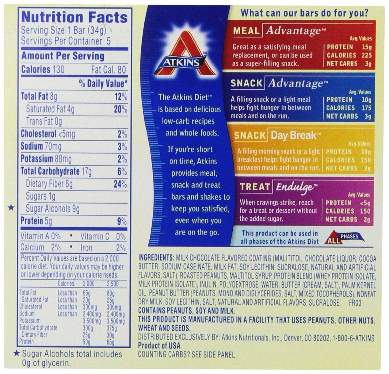 ATKINS: Endulge Caramel Nut Chew Treat Bar 5 bars (1.2 oz each), 6 oz - Vending Business Solutions