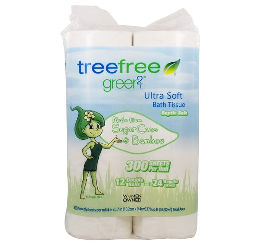 GREEN2: Tree Free Sugar Cane & Bamboo Bath Tissue 2 Ply 300 Sheets, 12 pc - Vending Business Solutions