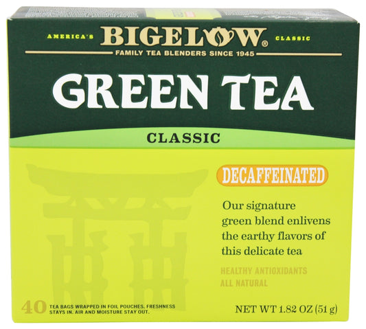 BIGELOW: Green Tea Classic Decaffeinated 40 Tea Bags, 1.82 oz - Vending Business Solutions