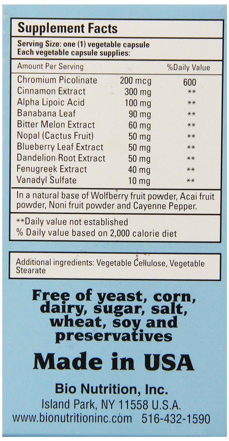 BIO NUTRITION: Blood Sugar Wellness, 60 vegetarian capsules - Vending Business Solutions