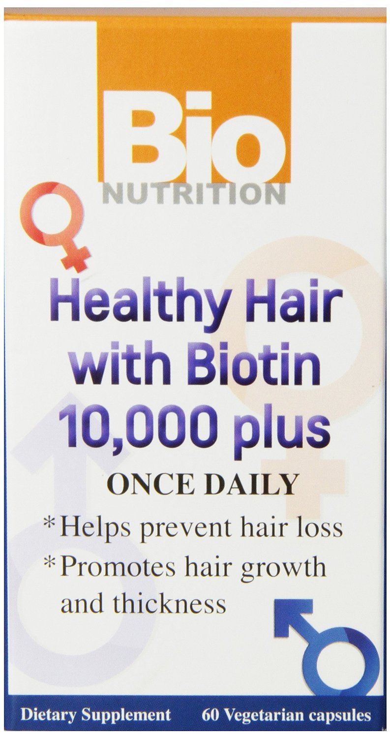BIO NUTRITION: Healthy Hair with Biotin 10000 Plus, 60 vegetarian capsules - Vending Business Solutions