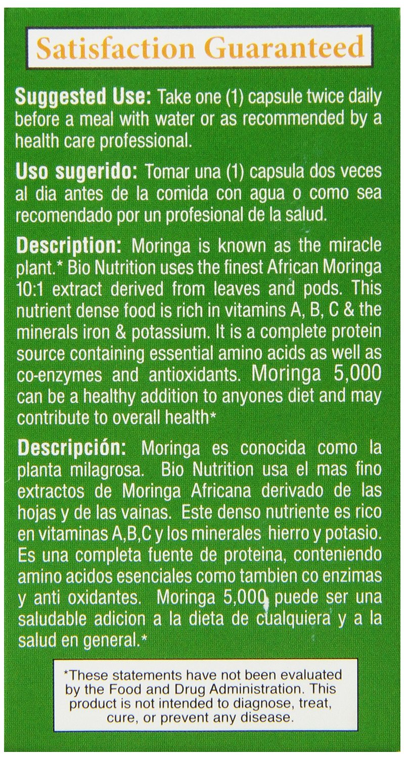 BIO NUTRITION: Moringa 5000 mg Super Food, 60 vegetarian capsules - Vending Business Solutions