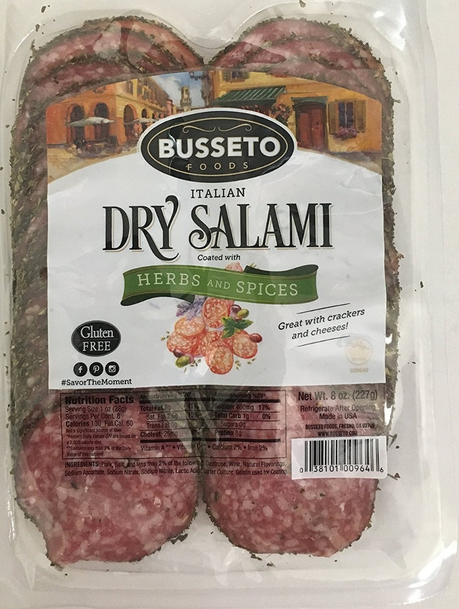 BUSSETO: Italian Dry Salami with Herbs & Spices, 8 oz - Vending Business Solutions