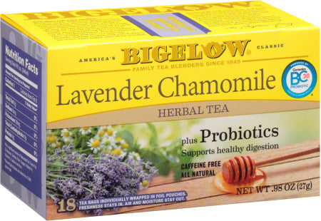 BIGELOW: Lavender Chamomile Herbal Tea with Probiotics 18 Bags, 0.98 oz - Vending Business Solutions