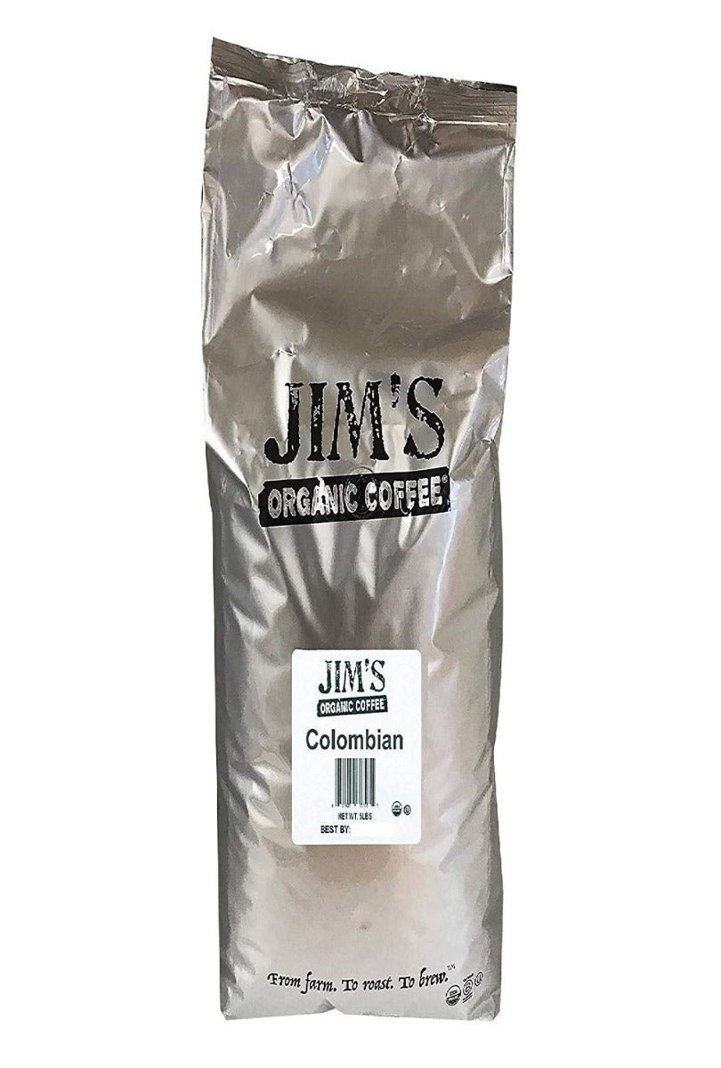 JIMS ORGANIC COFFEE: Organic Colombian Whole Bean Coffee, 5 lb - Vending Business Solutions