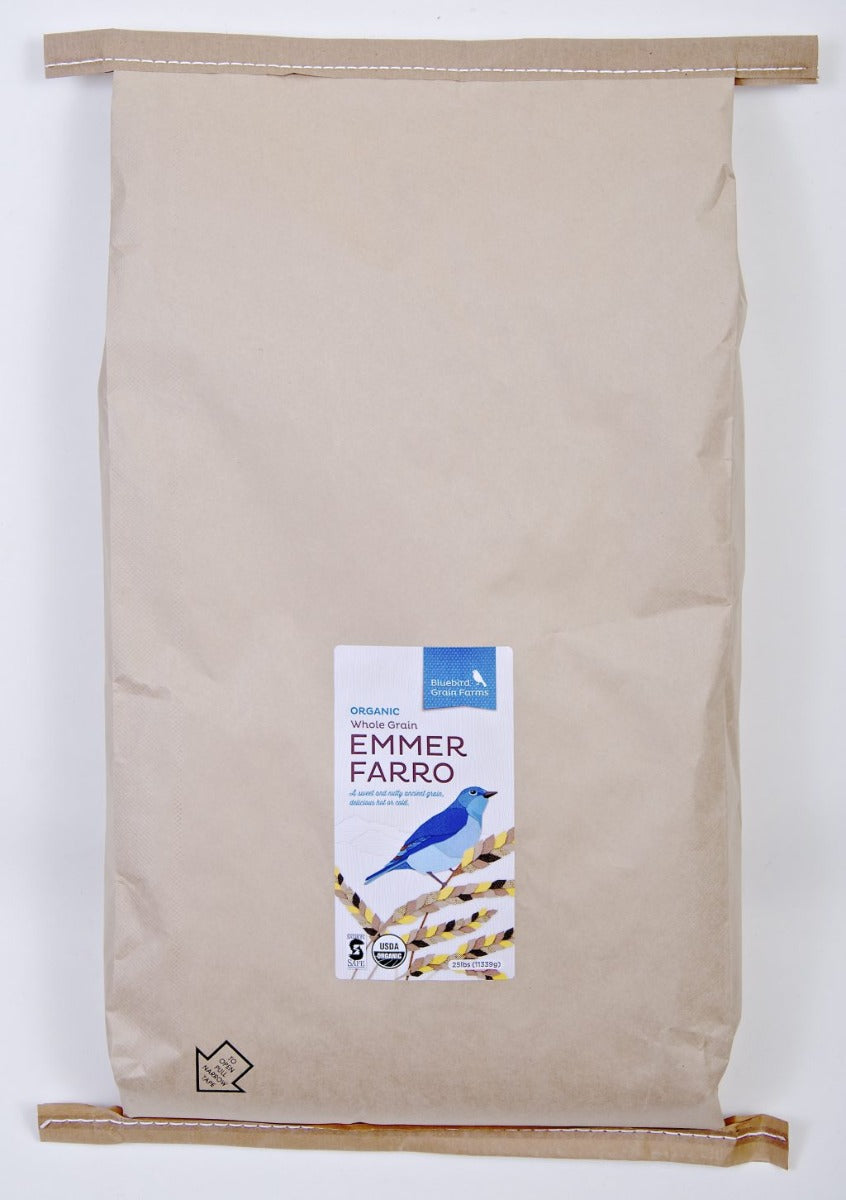 BLUEBIRD: Organic Whole Grain Emmer Farro, 25 lb - Vending Business Solutions