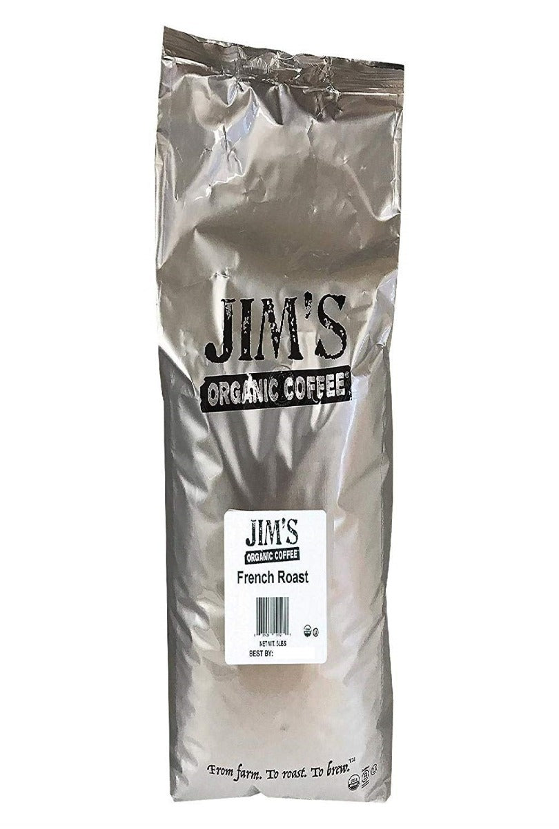 JIMS ORGANIC COFFEE: Organic French Roast Whole Bean Coffee, 5 lb - Vending Business Solutions