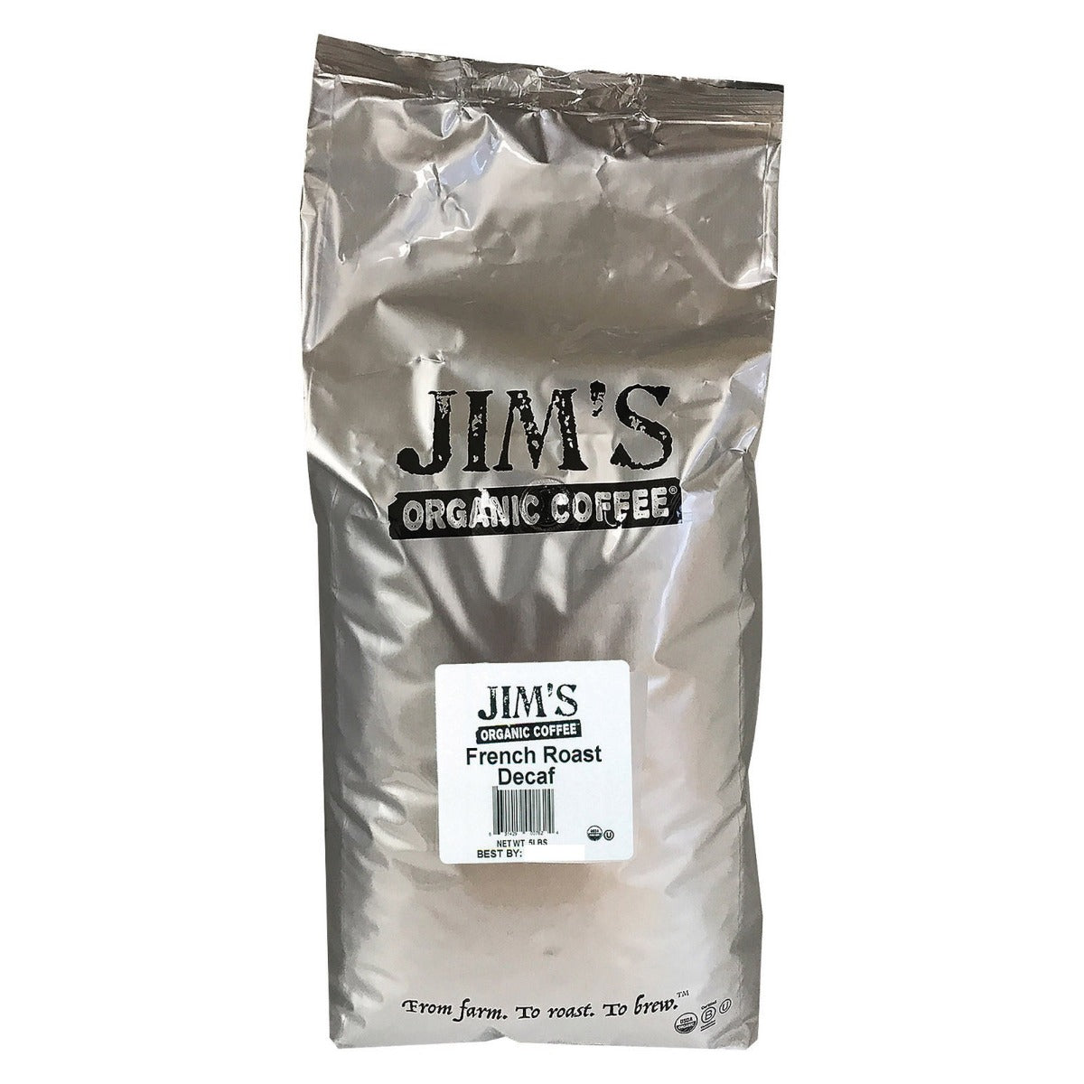 JIMS ORGANIC COFFEE: Organic French Roast Decaf Coffee, 5 lb - Vending Business Solutions