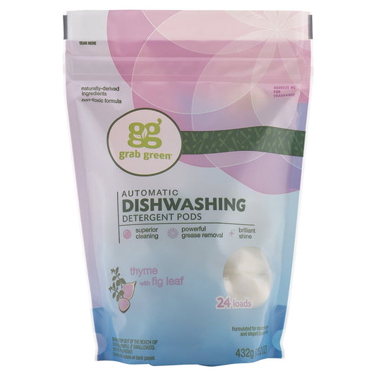 GRAB GREEN: Automatic Dishwashing Thyme with Fig Pouch 24 Loads, 15.2 oz - Vending Business Solutions