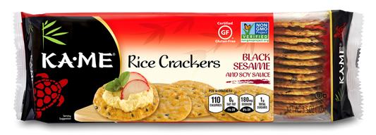 KA ME: Black Sesame and Soy Sauce Rice Crackers, 3.5 oz - Vending Business Solutions