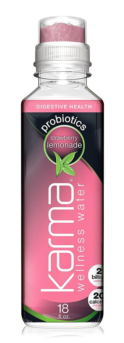 KARMA WELLNESS WATER: Probiotics Drink Strawberry Lemonade, 18 oz - Vending Business Solutions
