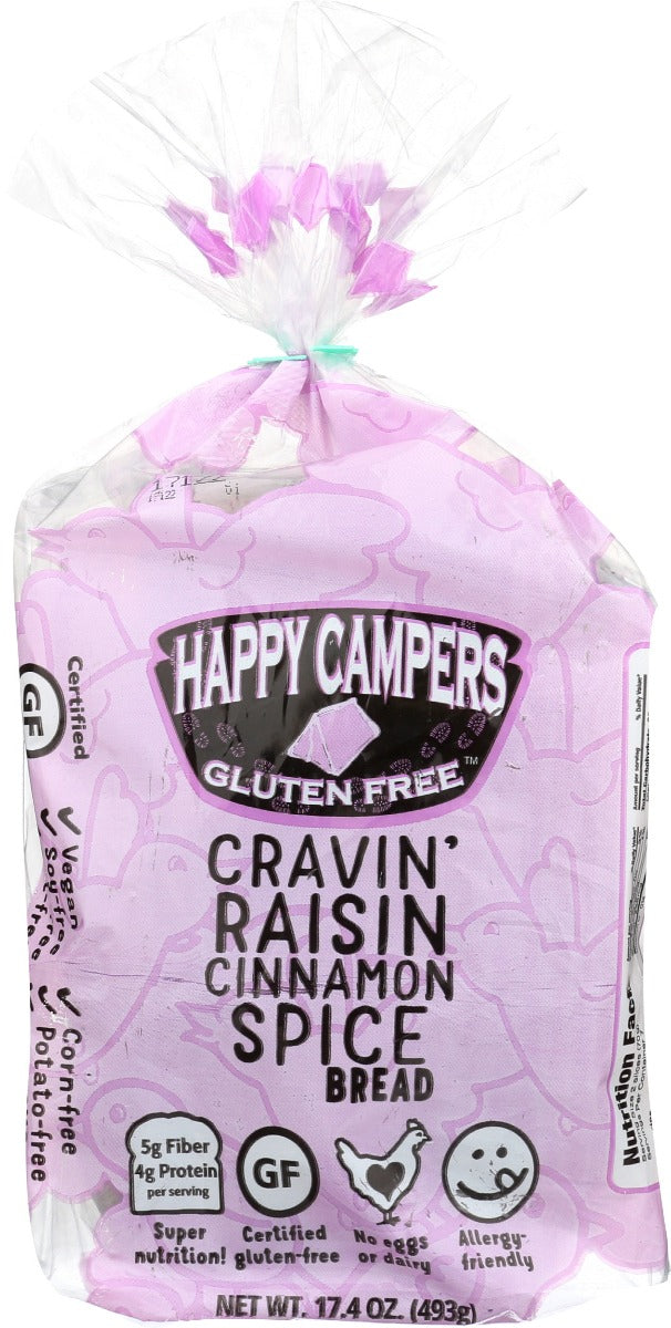 HAPPY CAMPERS GLUTEN FREE: Cravin’ Raisin Cinnamon Spice Bread, 17.40 oz - Vending Business Solutions