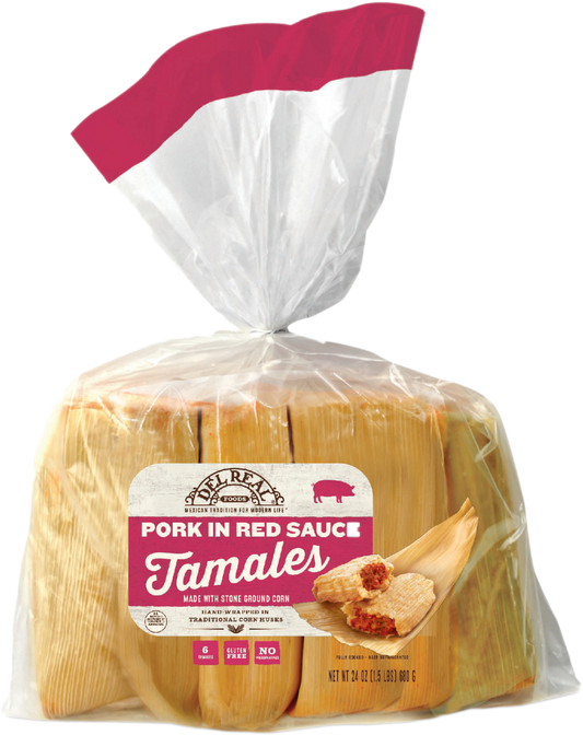 DEL REAL FOODS: Pork in Red Sauce Tamales, 24 oz - Vending Business Solutions