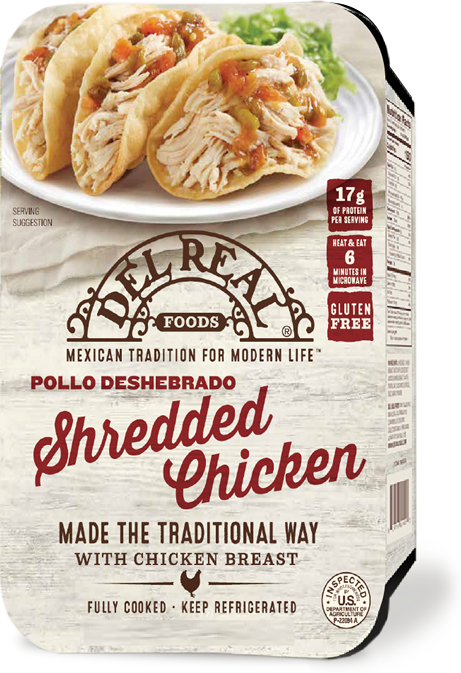 DEL REAL FOODS: Pollo Deshebrado Shredded Chicken, 16 oz - Vending Business Solutions