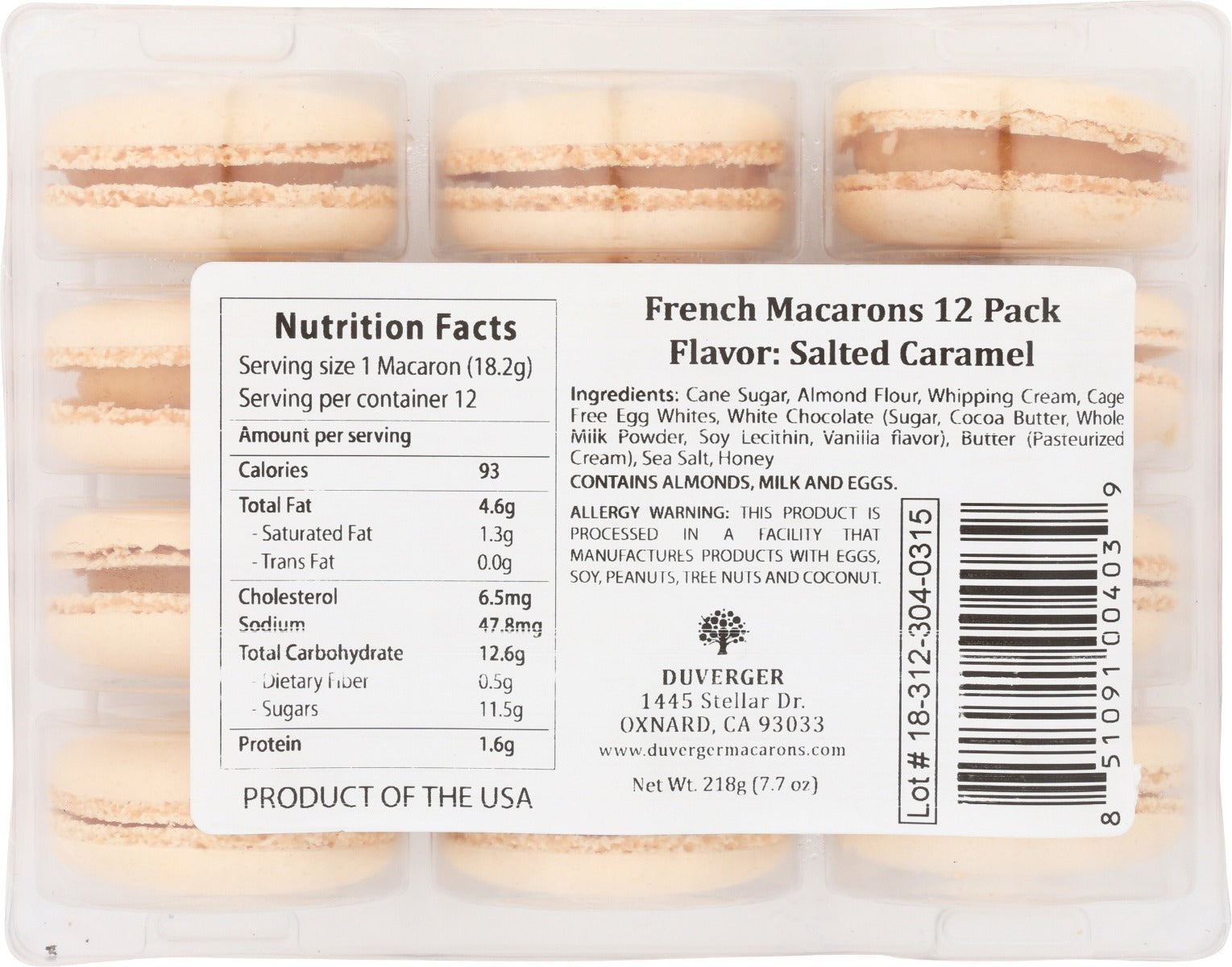 DUVERGER: French Macarons Salted Caramel, 72 pc - Vending Business Solutions